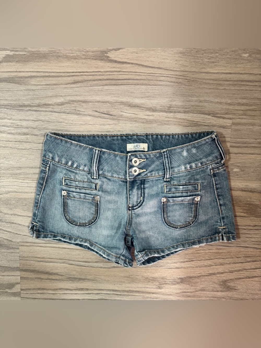 Y2K So Wear It Declare It Faded Blue Low-Rise Denim Shorts Size 3